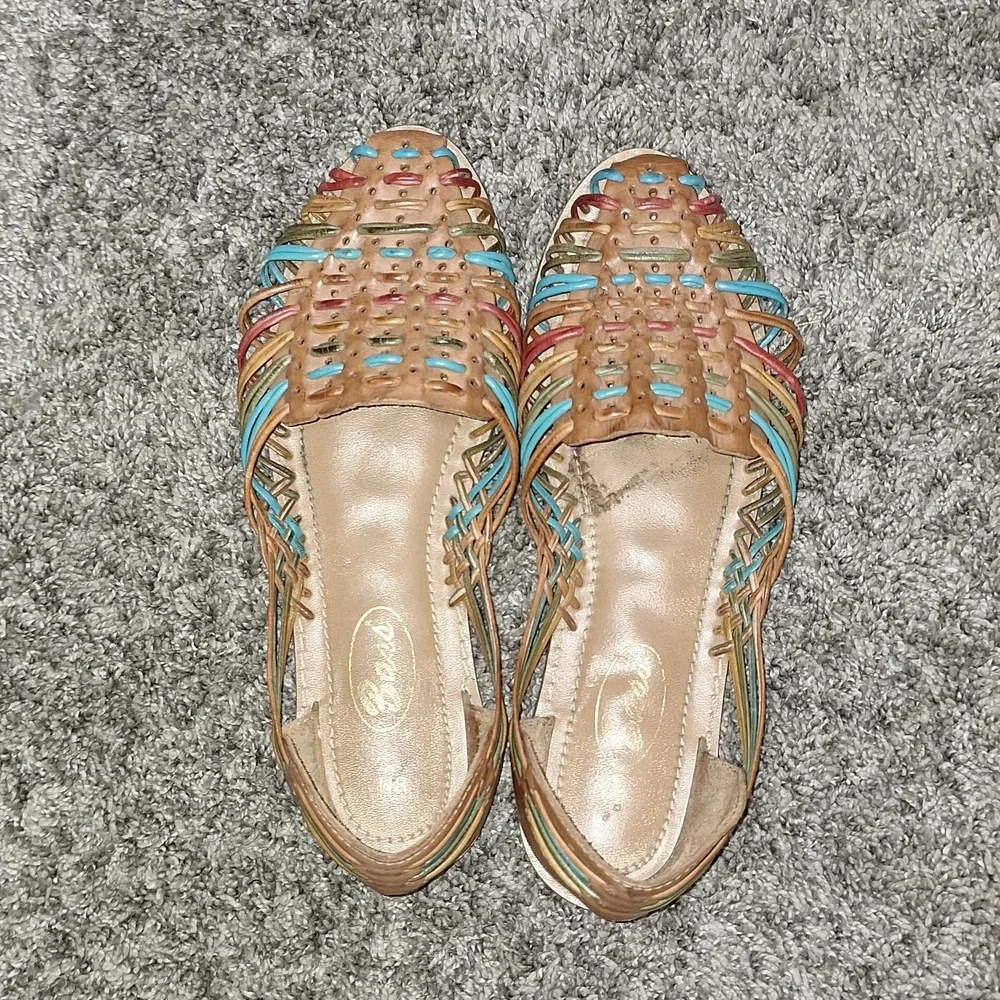 Bass huaraches woven leather slip-ons flats - multicolor - 8